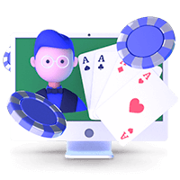Online-Glücksspielchips und Händlersymbol